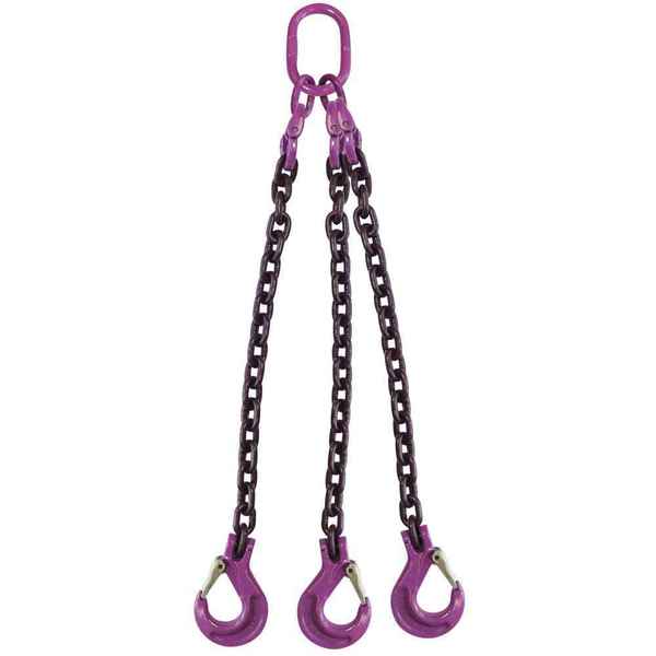 Us Cargo Control 9/32" x 4' - 3 Leg Chain Sling w/ Sling Hooks - Grade 100 932G100TOS-4